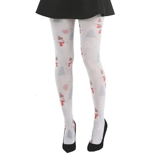 White Christmas Tights, Snowmen, Snowflakes and Trees | Perfect for Christmas to complete your look or a perfect gift !