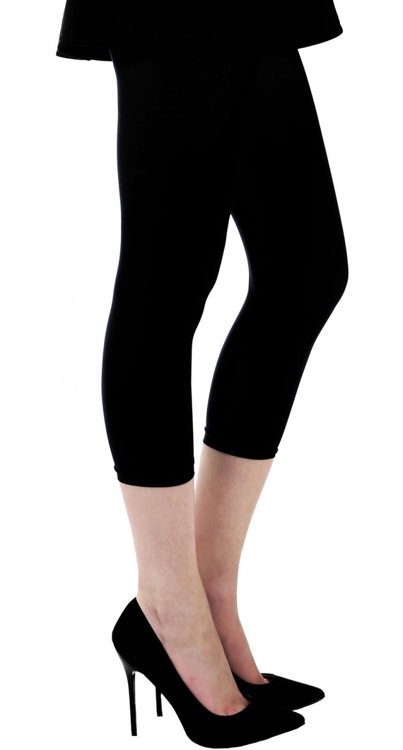 Black Capri Footless Tights for Women 