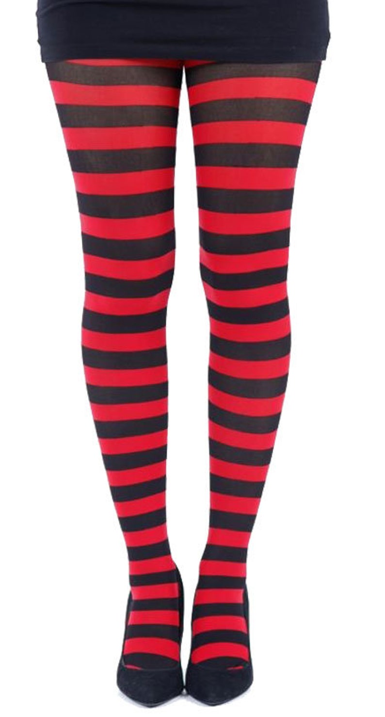 Red Striped tights for women Soft and durable two-tone color | Etsy