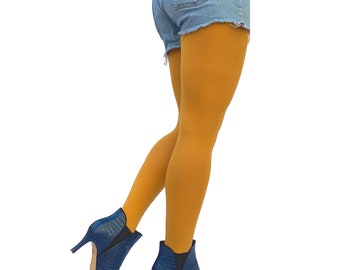 Women's Plus Size Yellow Opaque Stockings