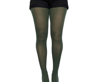 Dark Green Tights for Women Soft and Durable Opaque Pantyhose
