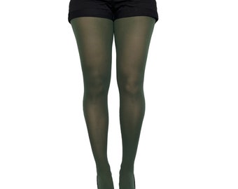 Dark Green Tights for Women Soft and Durable Opaque Pantyhose Tights  Available in Plus Size -  Norway