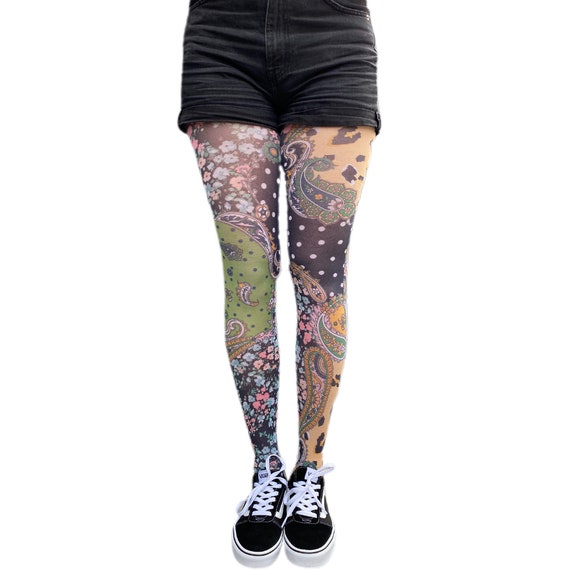 Wild Patterned Tights for Women A Fashion Tiger Paisley Print Gift