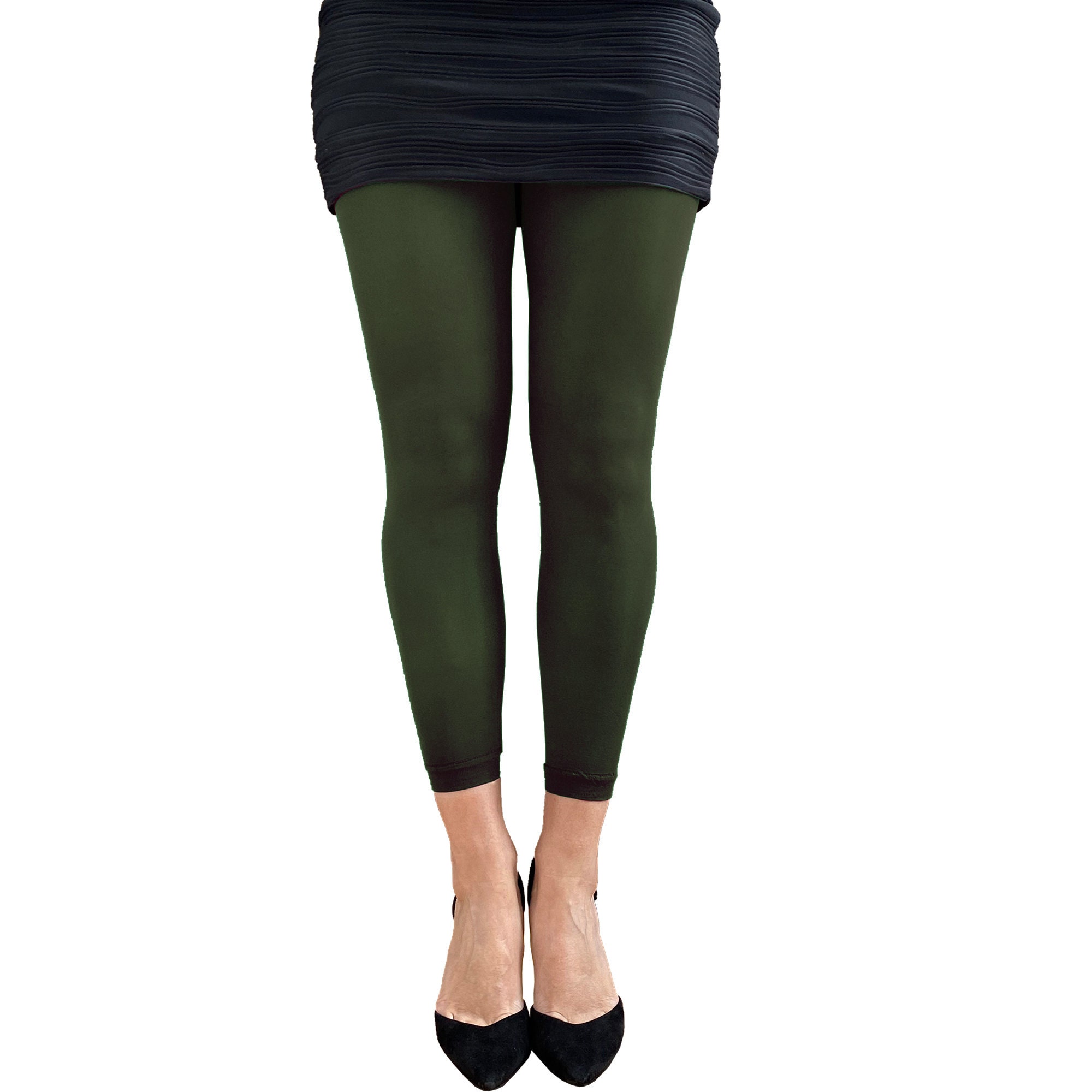Dark Green Footless Tights for Women A 