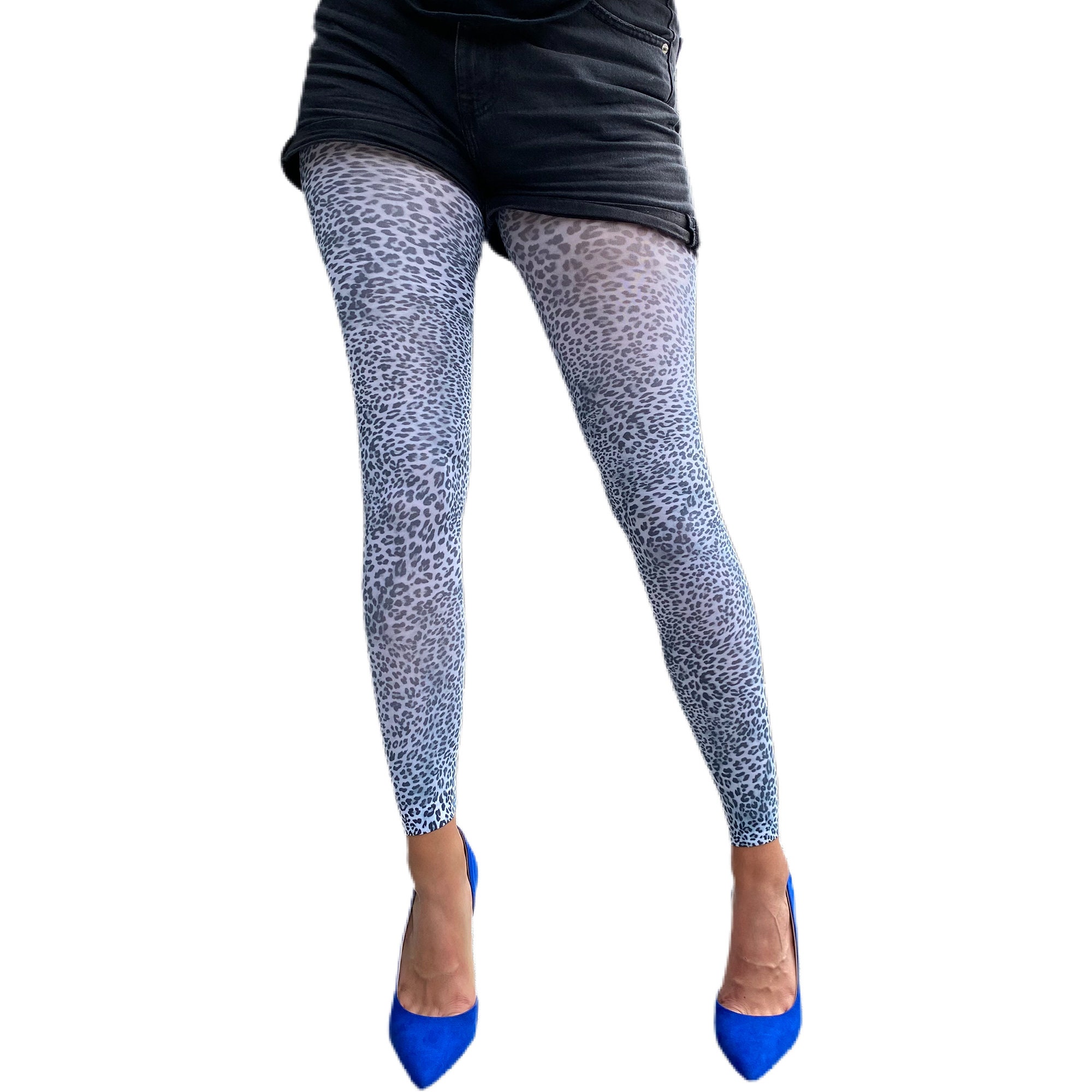 Leopard Printed Footless Tights for Women Fashion Cheetah Print 