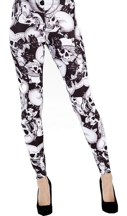 Goth Leggings with black and white Skulls over the legs Goth | Etsy
