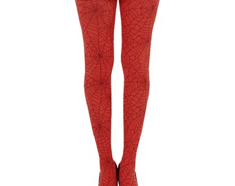 red patterned tights