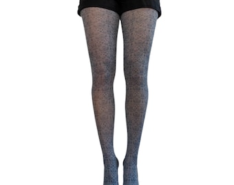 Black Gray Damask Patterned tights for Women