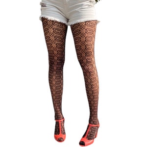 Black Oval fishnet stockings for women | Patterned fishnet tights | Fashion pantyhose