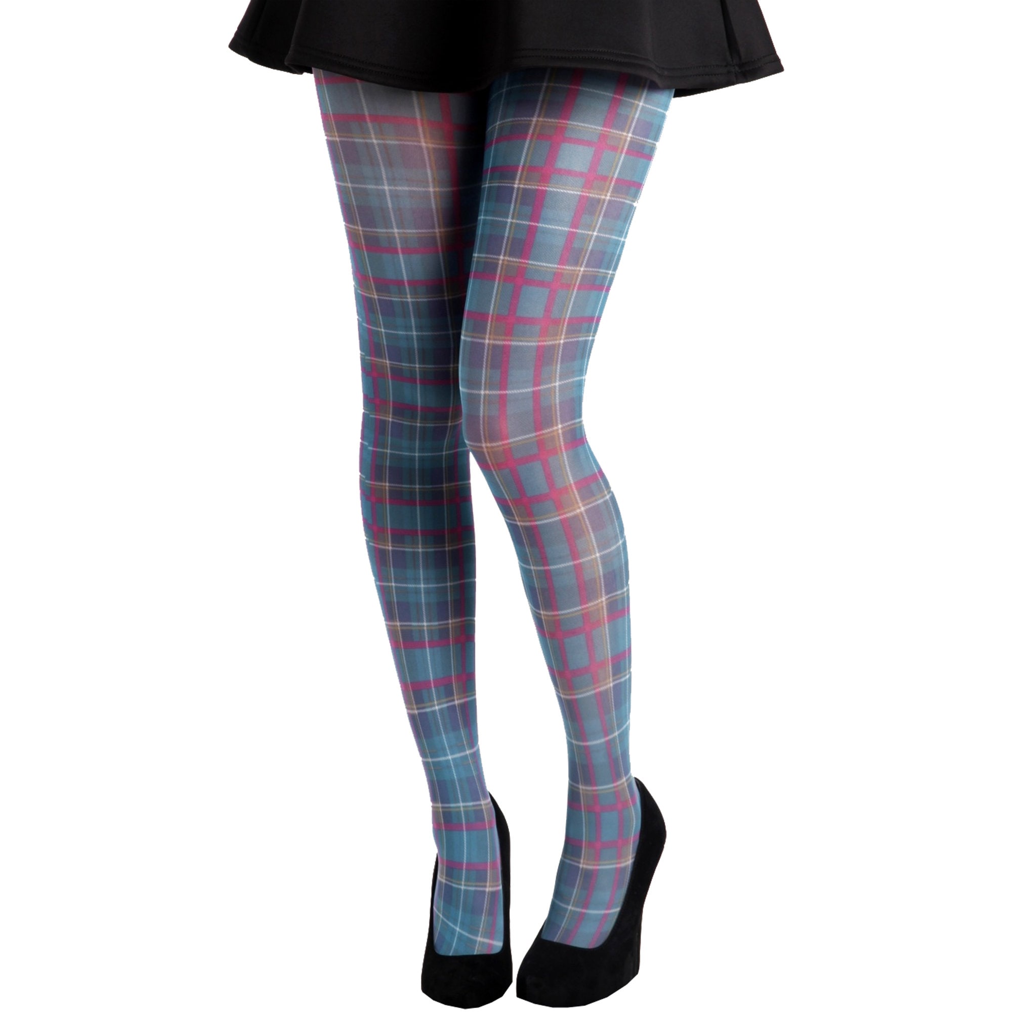 plaid plus size tights