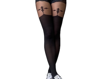 Black Cross Illusion Thigh High for Women | Women's stockings