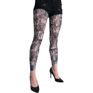 New York Skyline Printed Footless Tights | Pantyhose available in plus size
