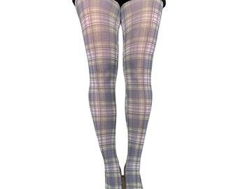 Plaid Tights Cunningham | Tartan print opaque pantyhose for women