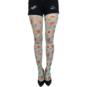 Sunflower Printed Tights for Women | Perfect Gift For Mothers | Patterned Tights Available in Plus Size