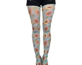 Sunflower Printed Tights for Women | Perfect Gift For Mothers | Patterned Tights Available in Plus Size