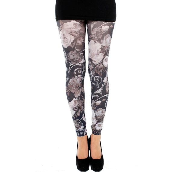 White Floral Footless Tights for Women Available in Plus Size Tights Gift  for Her 