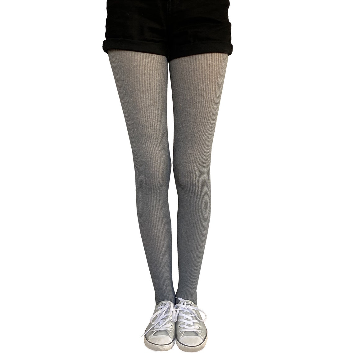 Women's gray Ribbed Tights Soft and durable ribbed color Etsy