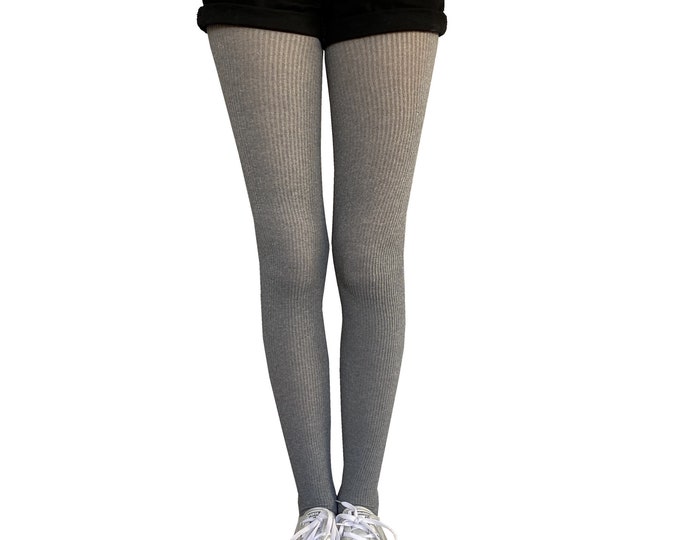 Women's gray Ribbed Tights Soft and durable ribbed color Etsy