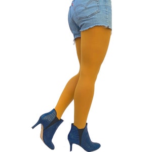 Mustard Plus Size Tights: Soft Opaque Pantyhose, XL-5XL