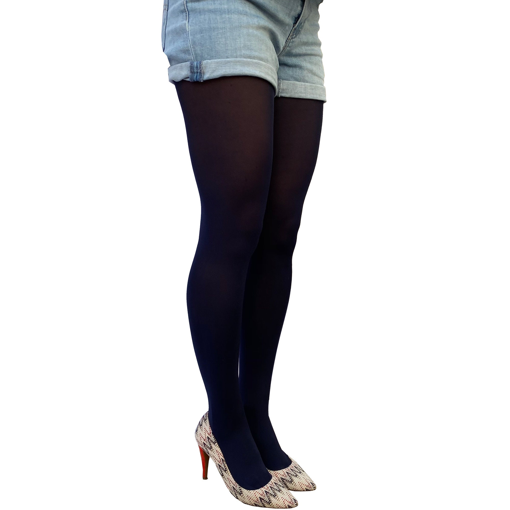 Navy Blue Opaque Tights for Women Opaque Blue 80 Deniers Full