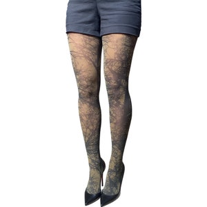 Green Trees Patterned Tights For Women | Available in Plus Size