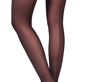 Women's Back Seamed Pantyhose | Elegant retro vintage black sheer tights | Ladies retro style