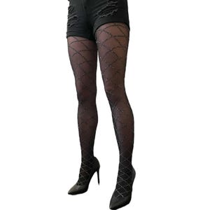 Plus Size Black Diamond Feinstrumpfhose: Schimmerndes Crisscross-Muster