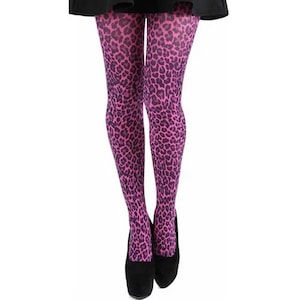 Pink Leopard Tights for Women | Cheetah print pantyhose | Gift for her