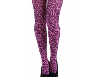 Pink Leopard Tights for Women | Cheetah print pantyhose | Gift for her