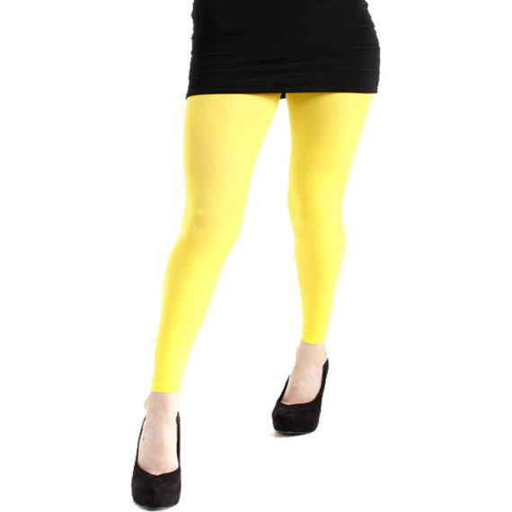 Yellow Footless Footless Tights for Women | Ankle Length Pantyhose | Plus  Size Available