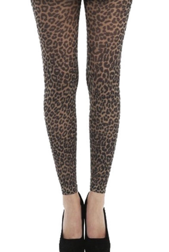 Fishnet Leopard Print Footless Tights