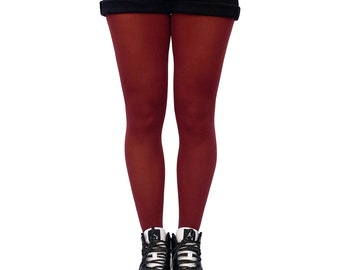 Burgundy Opaque Tights for Women a 80 
