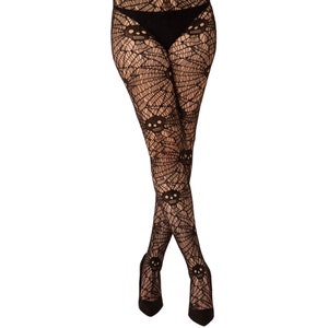 Black skull and cobweb net tights are perfect for Halloween!