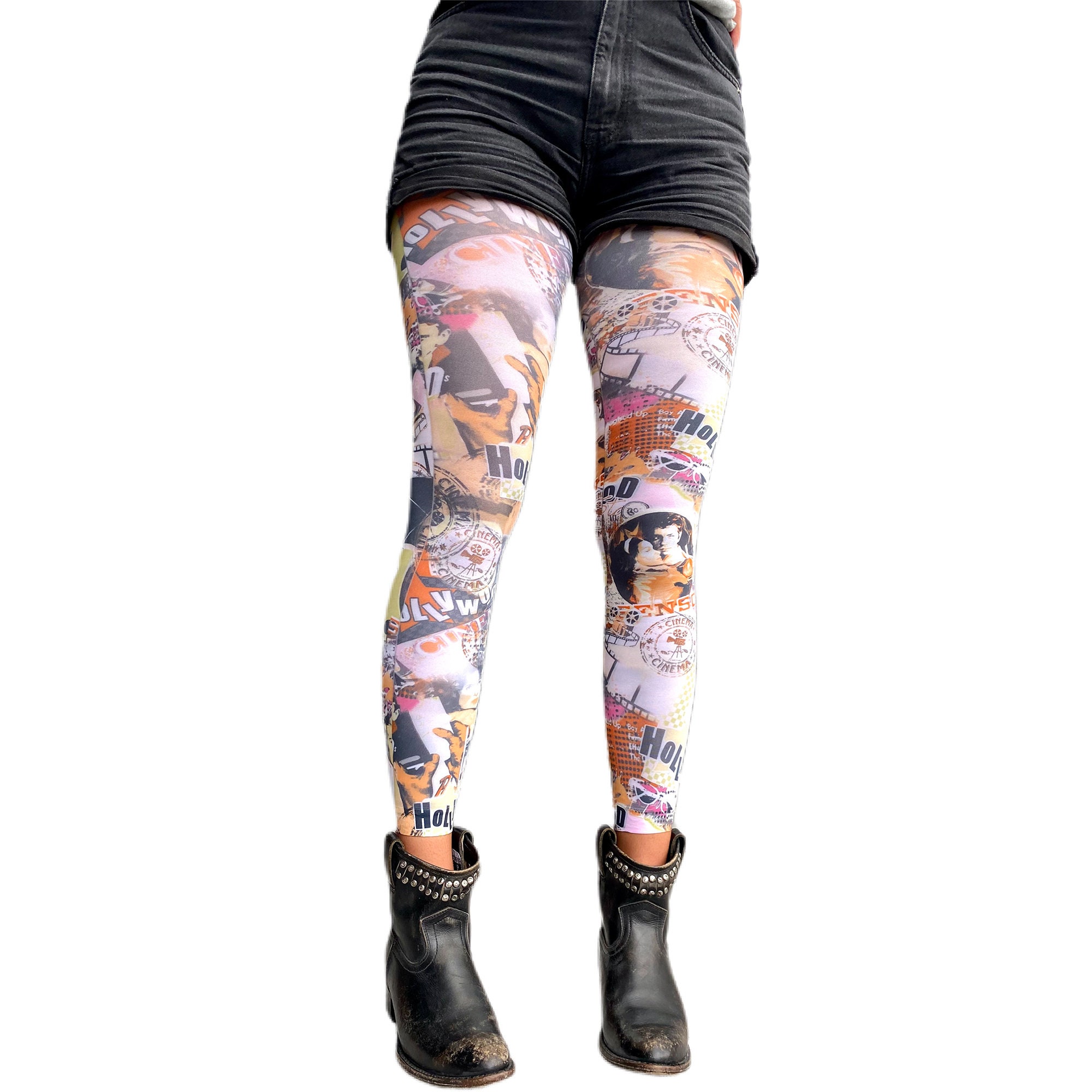Colorful Patterned Footless Tights 