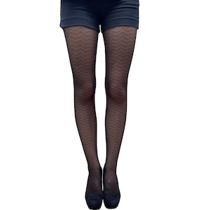 Black Waves Fishnet Tights for Women | Patterned fishnet tights | Fashion pantyhose