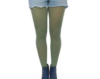 Tights Plus leaf green for women, soft and durable solid pantyhose from XL to 5XL