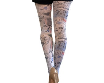 I Love Paris tights for women | Tights available in plus size | Perfect gift for her