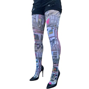 Brooklyn Street Art Tights – Urban Print for Women | Plus Size Available by Malka-Chic