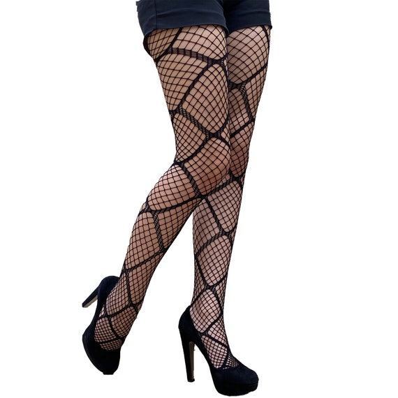 Black Fishnet Stockings Large Diamond Net Sexy Tights for Women -   Denmark