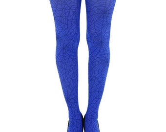 Blue Spider Web Tights for Halloween