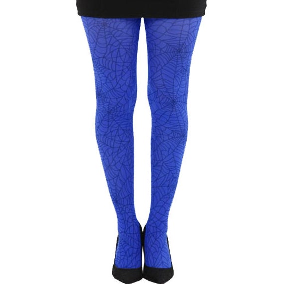 Blue Spider Web Tights for Halloween 
