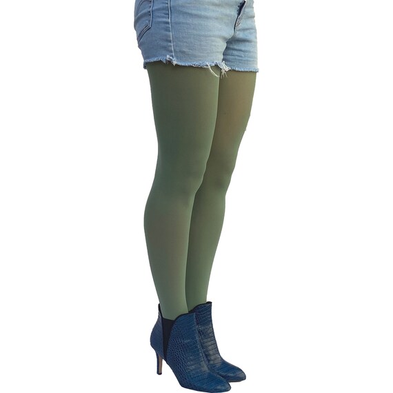 Leaf Green Tights Opaque for Women Soft 