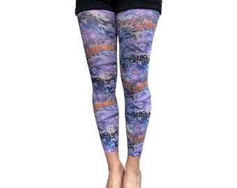 Colored patterned footless Tights Artist | Graffiti opaque pantyhose for women | Gift for her