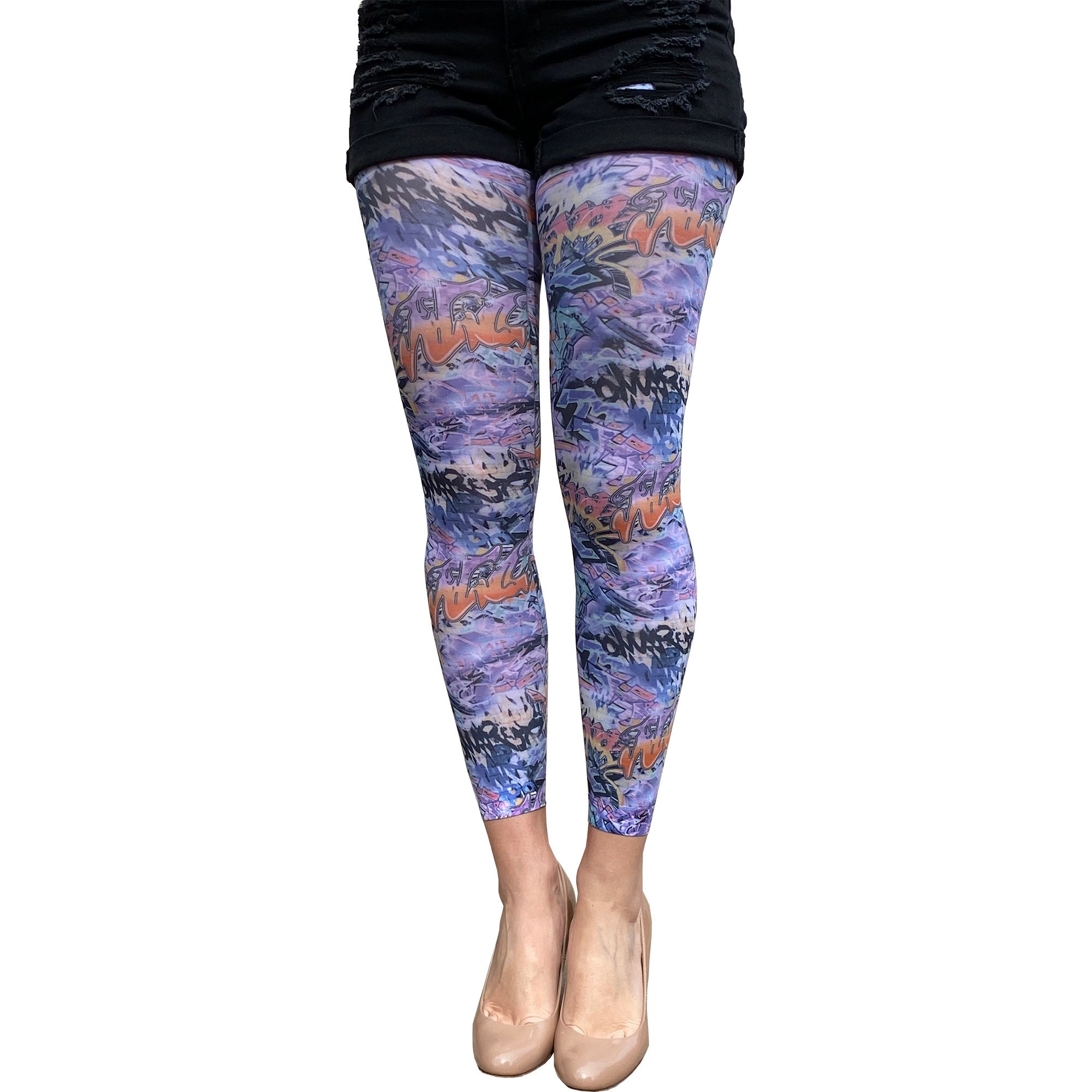 Floral Pattern Opaque Tights for Women. Hand Painted Daisies on Pantyhose. Floral  Tights for Wedding or a Unique Style 