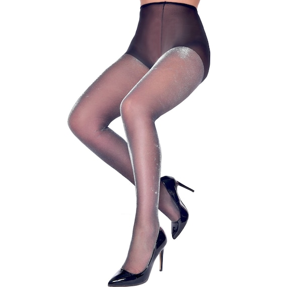 Black Silver Shimmer Sheer Tights For Women | Sheer pantyhose | Sheer  Stockings available in plus size