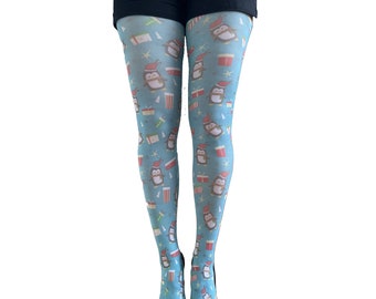 Blue Christmas Tights Penguins | Perfect for Christmas To Complete Your Look | Perfect Gift !