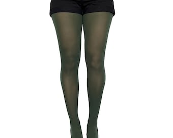 Tights Plus Size dark green for women, soft and durable solid pantyhose  from XL to 5XL