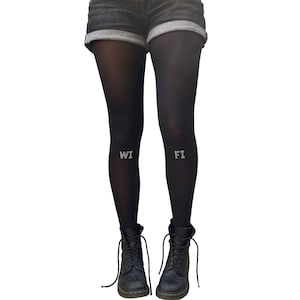 Black Opaque Tights: Wi-Fi Silver Studded Hosiery