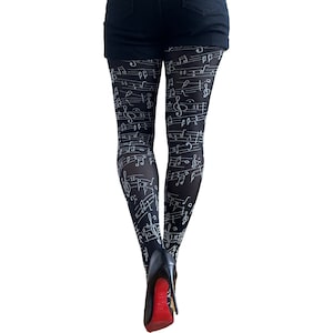 Black Patterned Tights Music For Women | Perfect Music Teacher Gift!