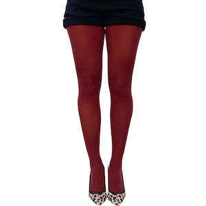 Burgundy Opaque Tights for Women, a 80 deniers opaque full tights